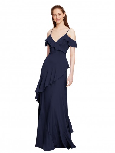 Chiffon A-Line Sleeveless Dark Navy Formal Dresses / Bridesmaid Dresses Sheffield