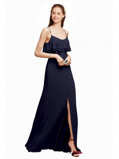 Chiffon A-Line Long Floor Length Sleeveless Spaghetti Straps V-Back Bridesmaid Dresses Sheffield