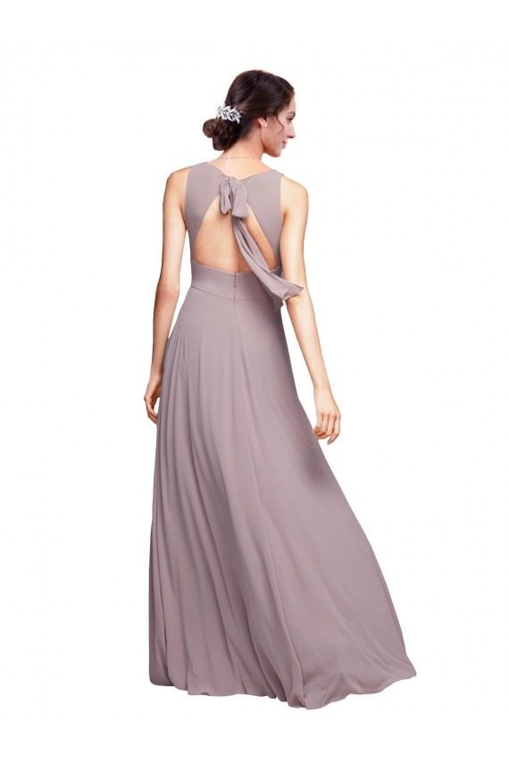 Chiffon A-Line Long Sleeveless Open Back Wedding Guest Dress Sheffield