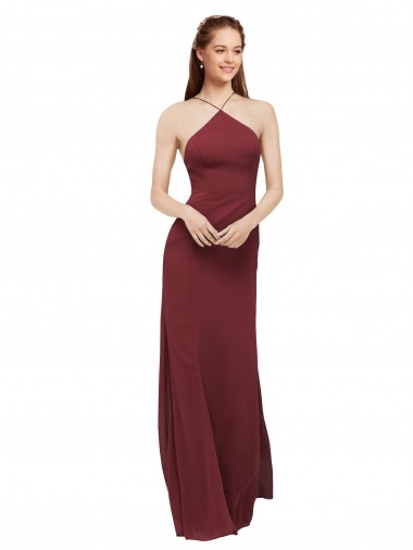 Soft Chiffon Sheath Long Sleeveless Open Back Formal Dress / Bridesmaid Dress Sheffield
