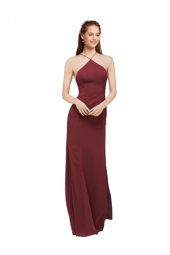 Soft Chiffon Sheath Long Sleeveless Open Back Formal Dress / Bridesmaid Dress Sheffield