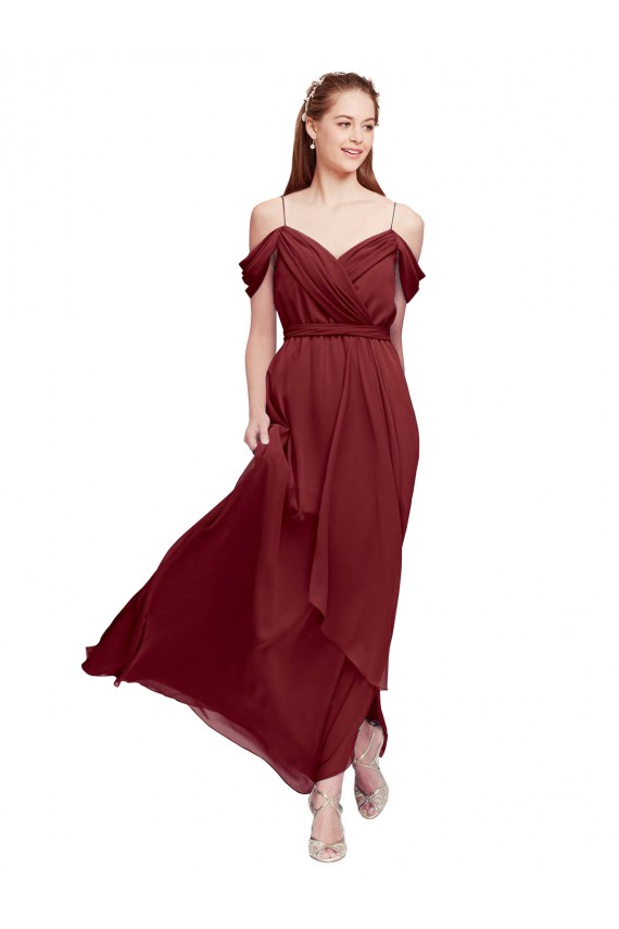 Soft Chiffon Sheath Sheath Sleeveless Burgundy Formal Dress / Bridesmaid Dress Sheffield