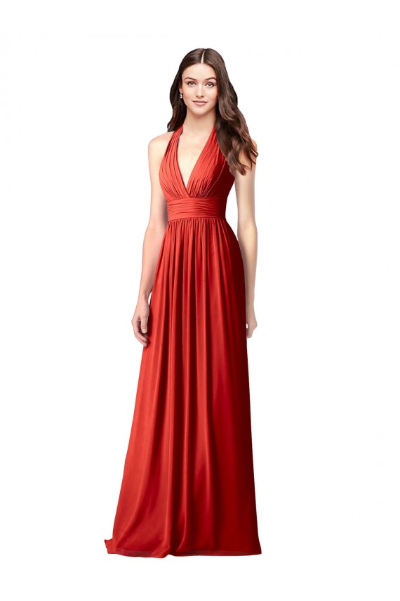 Soft Chiffon A-Line Long Sleeveless Open Back Bridesmaid Dress / Formal Dress Sheffield