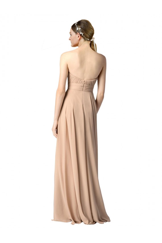 Soft Chiffon A-Line Long Sleeveless Open Back Dark Navy Bridesmaid Dresses Sheffield