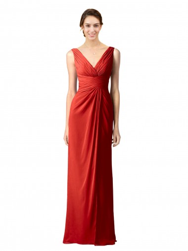 Soft Chiffon Sheath Long Sleeveless V-Back Bridesmaid Dress Sheffield