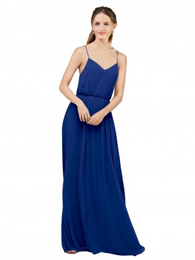 Chiffon A-Line Long Sleeveless Royal Blue Bridesmaid Dress / Evening Dress Sheffield
