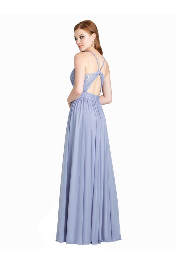 Chiffon & Lace A-Line Long Sleeveless Open Back Bridesmaid Dress / Evening Dress Sheffield