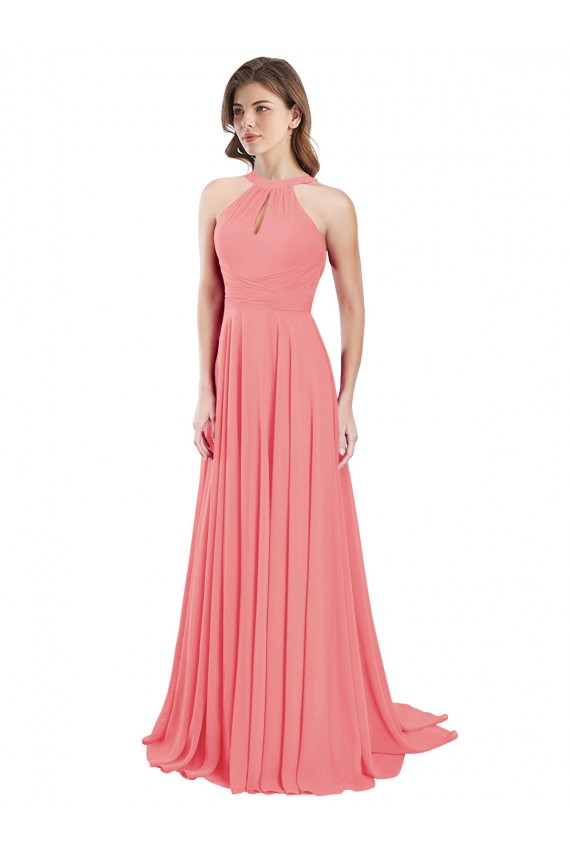 Chiffon A-Line Long Sleeveless Criss Cross Back Bridesmaid Dress / Evening Dress Sheffield