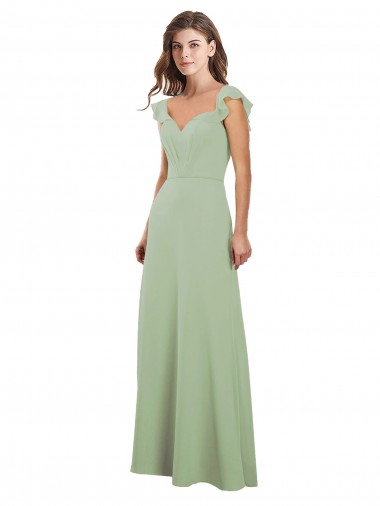 Soft Chiffon A-Line Long Cap Sleeves Low Back Bridesmaid Dress / Formal Dress Sheffield