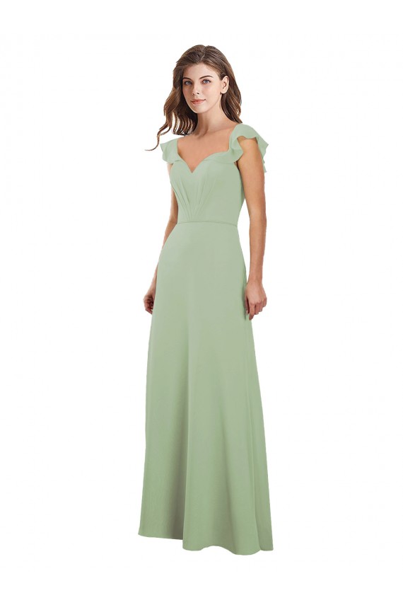 Soft Chiffon A-Line Long Cap Sleeves Low Back Bridesmaid Dress / Formal Dress Sheffield