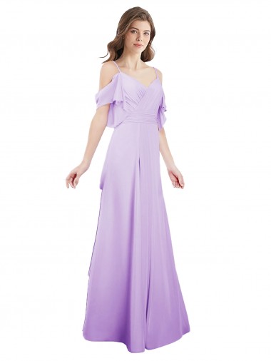 Soft Chiffon A-Line Long Cold Shoulder Formal Dress / Bridesmaid Dress Sheffield