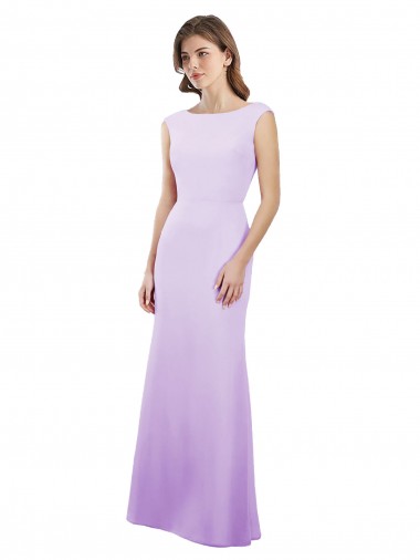 Soft Chiffon Column Long Cap Sleeves Open Back Bridesmaid Dress Sheffield