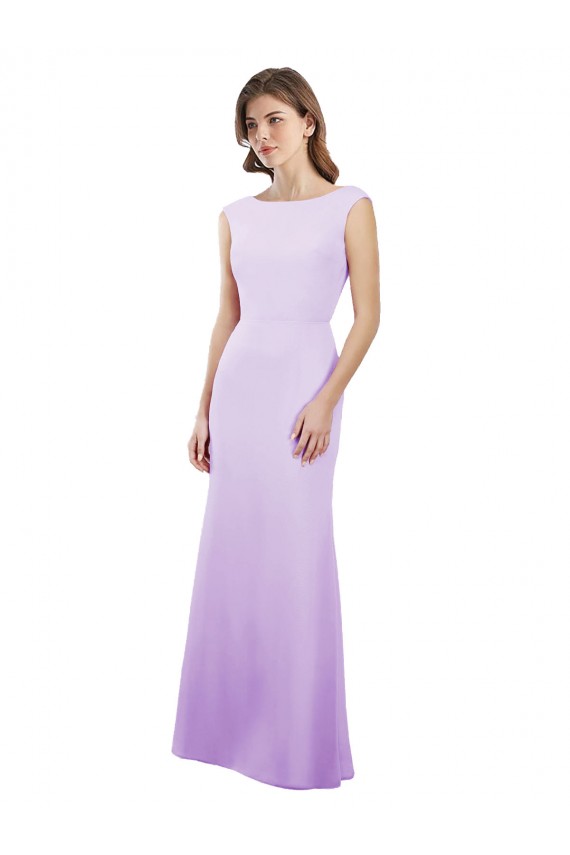 Soft Chiffon Column Long Cap Sleeves Open Back Bridesmaid Dress Sheffield