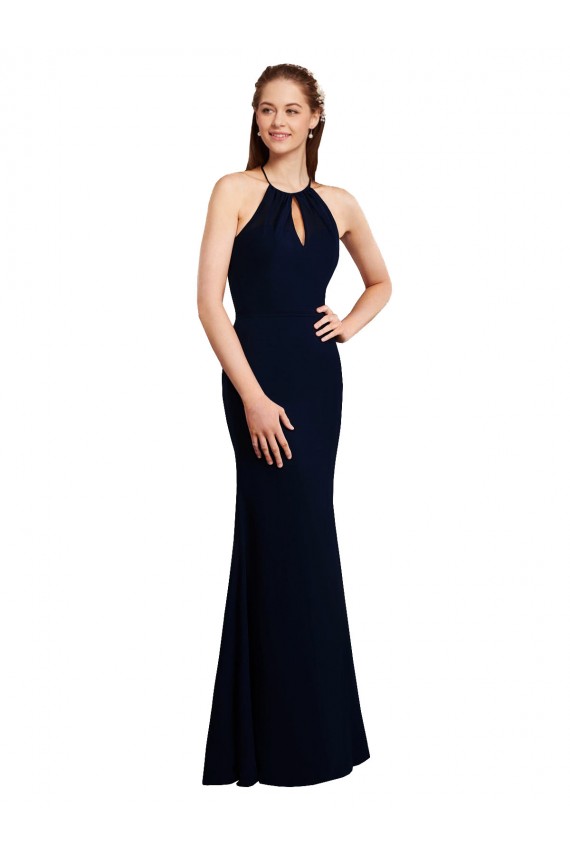 Soft Chiffon Mermaid Long Sleeveless Criss Cross Open Back Bridesmaid Dress Sheffield