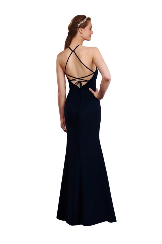 Soft Chiffon Mermaid Long Sleeveless Criss Cross Open Back Bridesmaid Dress Sheffield