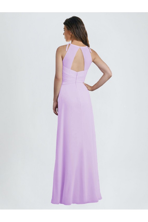Soft Chiffon A-Line Long Sleeveless Keyhole Back Lilac Bridesmaid Dresses Sheffield