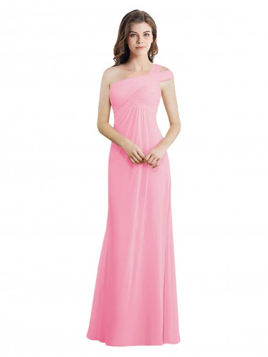 Chiffon A-Line Long Sleeveless One Shoulder Bridesmaid Dresses Sheffield
