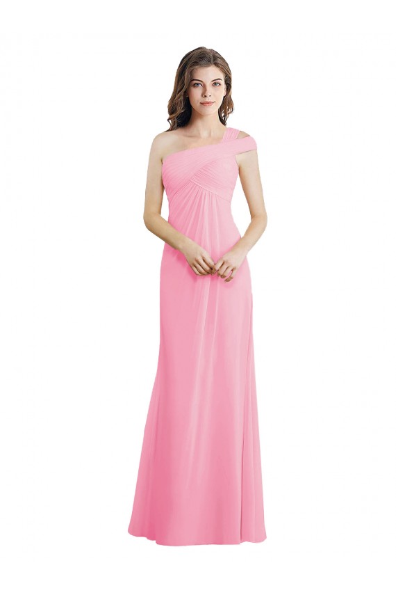Chiffon A-Line Long Sleeveless One Shoulder Bridesmaid Dresses Sheffield