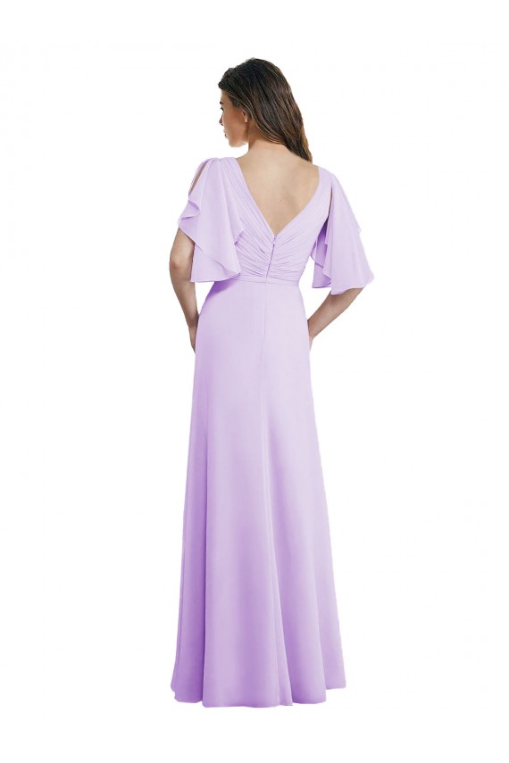 Soft Chiffon A-Line Long Split Sleeves V-Back Bridesmaid Dress Sheffield