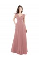 Soft Chiffon A-Line Long Cap Sleeves V-Back Dusty Pink Bridesmaid Dresses Sheffield