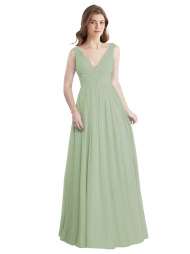 Soft Chiffon A-Line Long Sleeveless V-Back Formal Dress / Bridesmaid Dress Sheffield