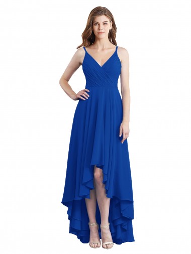 Soft Chiffon A-Line Long Sleeveless Open Back High Low Bridesmaid Dress Sheffield