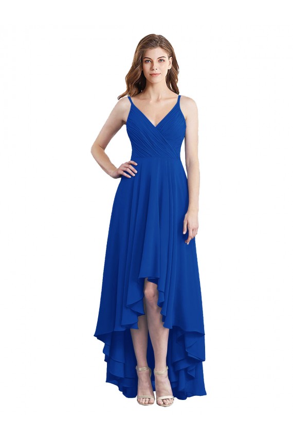 Soft Chiffon A-Line Long Sleeveless Open Back High Low Bridesmaid Dress Sheffield