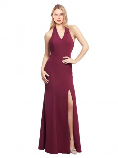 Soft Chiffon Mermaid Long Sleeveless Open Back Side Slit Bridesmaid Dresses Sheffield