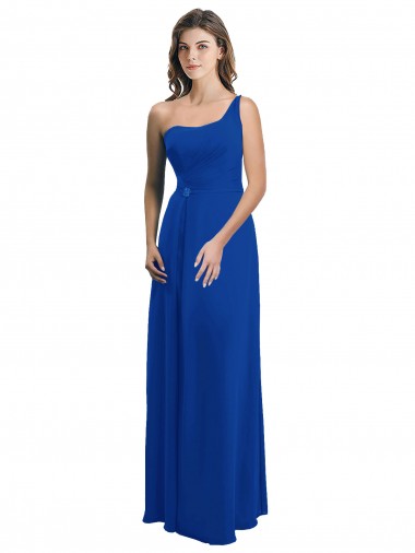 Soft Chiffon A-Line Long Sleeveless Royal Blue Low Back Bridesmaid Dress Sheffield