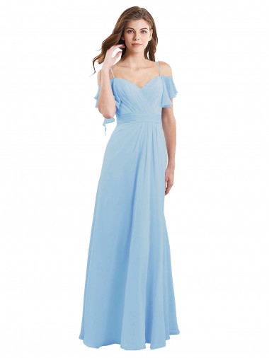Soft Chiffon A-Line Long Cold Shoulder Low Back Bridesmaid Dress Sheffield