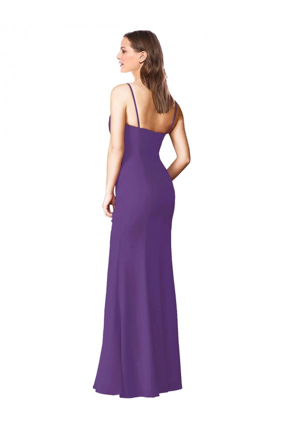 Soft Chiffon A-Line Long Sleeveless Low Back Side Slit Bridesmaid Dresses Sheffield