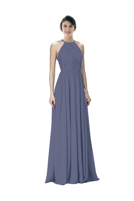 Soft Chiffon A-Line Long Sleeveless Silver Stone Open Back Formal Dress / Bridesmaid Dress Sheffield