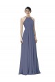 Soft Chiffon A-Line Long Sleeveless Silver Stone Open Back Formal Dress / Bridesmaid Dress Sheffield