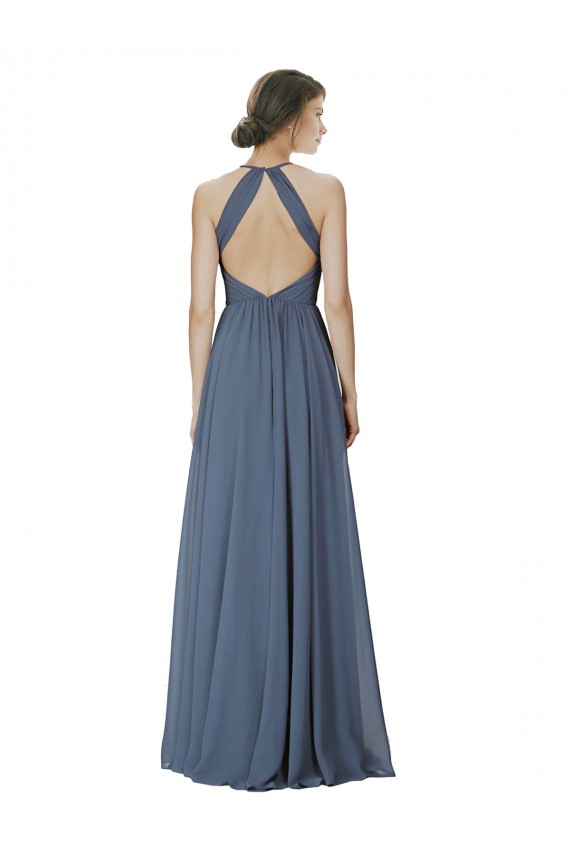 Soft Chiffon A-Line Long Sleeveless Silver Stone Open Back Formal Dress / Bridesmaid Dress Sheffield