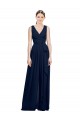Chiffon A-Line Long Sleeveless Dark Navy Bridesmaid Dresses Sheffield