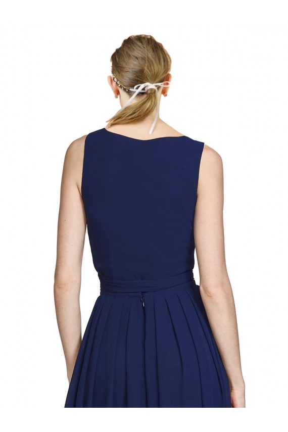 Chiffon A-Line Long Sleeveless Dark Navy Bridesmaid Dresses Sheffield
