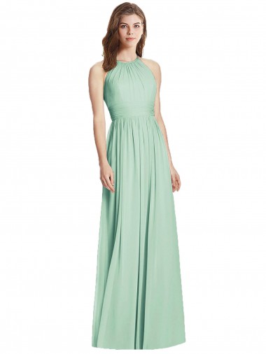 Soft Chiffon A-Line Long Sleeveless Open Back Semi Formal Evening Dress / Bridesmaid Dress Sheffield