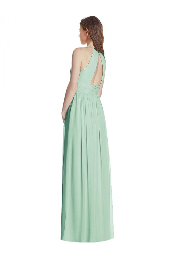 Soft Chiffon A-Line Long Sleeveless Open Back Semi Formal Evening Dress / Bridesmaid Dress Sheffield