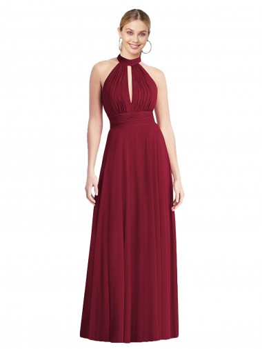 Soft Chiffon A-Line Sleeveless Burgundy Semi Formal Evening Dress / Bridesmaid Dress Sheffield