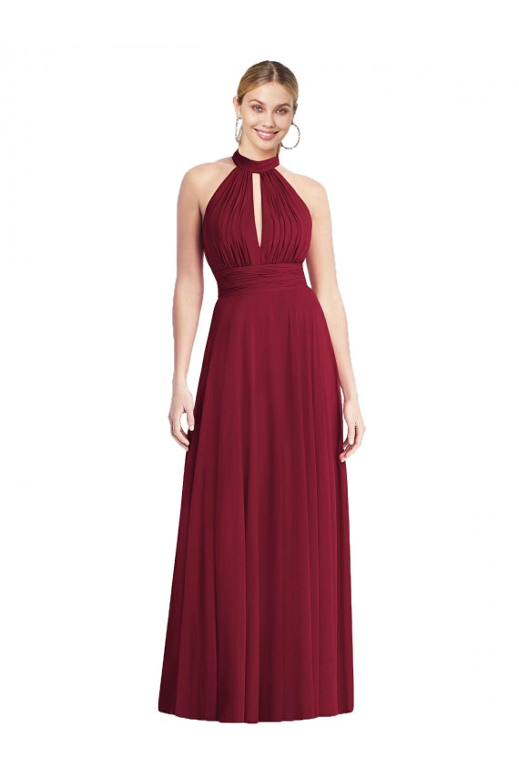 Soft Chiffon A-Line Sleeveless Burgundy Semi Formal Evening Dress / Bridesmaid Dress Sheffield