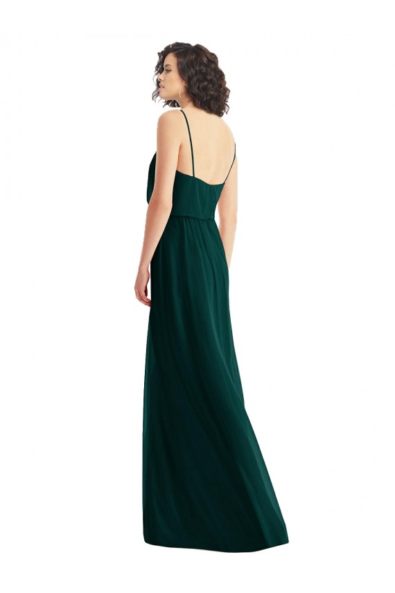 Soft Chiffon A-Line Long Sleeveless Low Back Ever Green Evening Dresses Sheffield