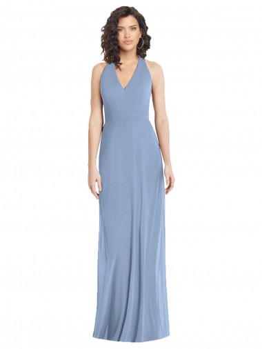Soft Chiffon Trumpet Long Sleeveless Open Back Formal Evening Gown / Bridesmaid Dress Sheffield