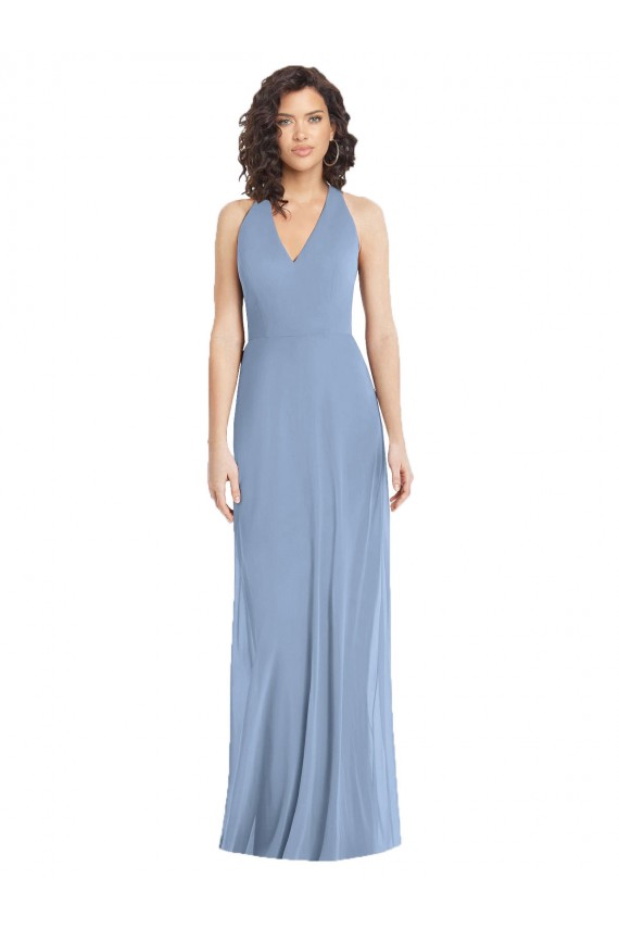 Soft Chiffon Trumpet Long Sleeveless Open Back Formal Evening Gown / Bridesmaid Dress Sheffield