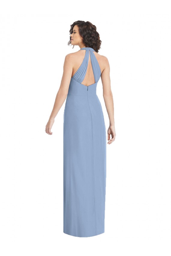 Soft Chiffon Trumpet Long Sleeveless Open Back Formal Evening Gown / Bridesmaid Dress Sheffield