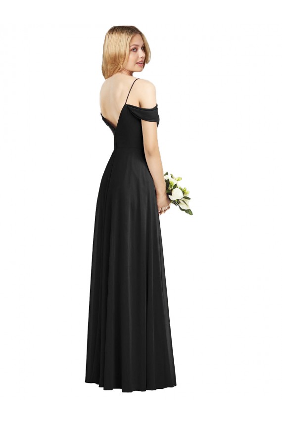 Soft Chiffon A-Line Long Cold Shoulder Semi Formal Evening Dress / Bridesmaid Dress Sheffield