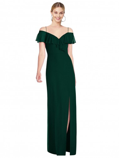 Soft Chiffon Trumpet Long Cold Shoulder Ever Green Evening Dresses Sheffield