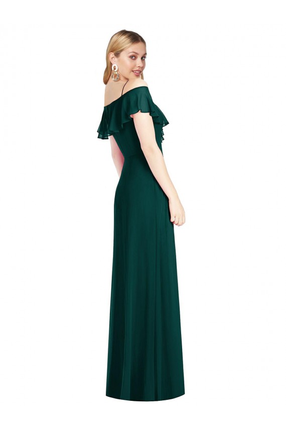 Soft Chiffon Trumpet Long Cold Shoulder Ever Green Evening Dresses Sheffield