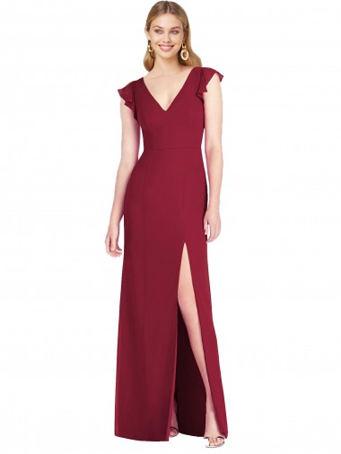 Soft Chiffon Mermaid Long Ruffle Sleeves Tie Back Bridesmaid Dress Sheffield