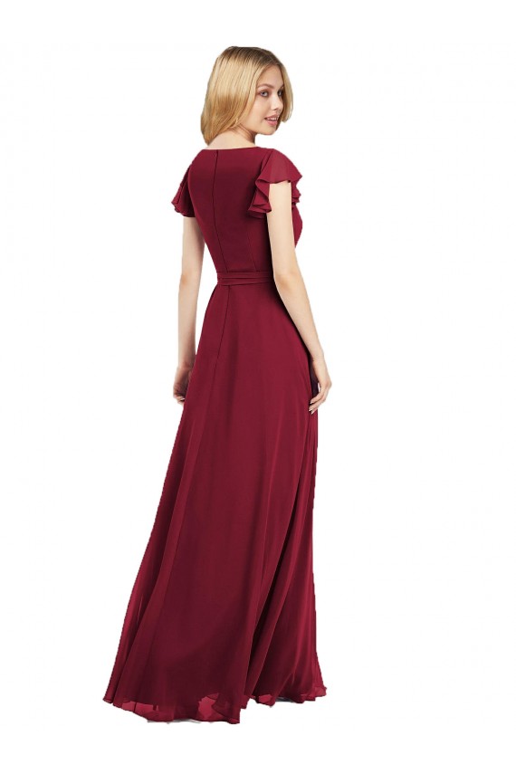 Lxue Chiffon A-Line Long Flutter Sleeves Bridesmaid Dress Sheffield