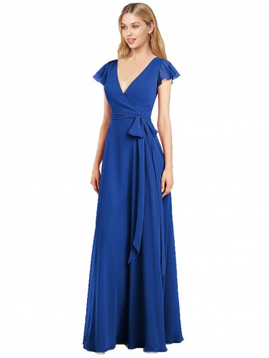 Lxue Chiffon A-Line Long Flutter Sleeves Bridesmaid Dress Sheffield